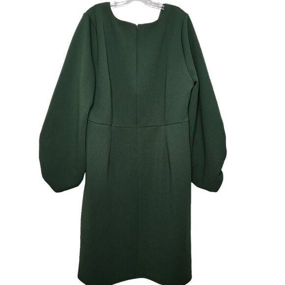 Eloquii Green Balloon Sleeves V Neck Dress Size 24 - Picture 9 of 11
